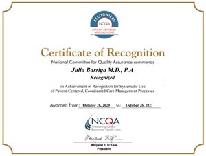 Certificate of Recognitions 2021 (NCQA) National Committee for Quality Assurance 