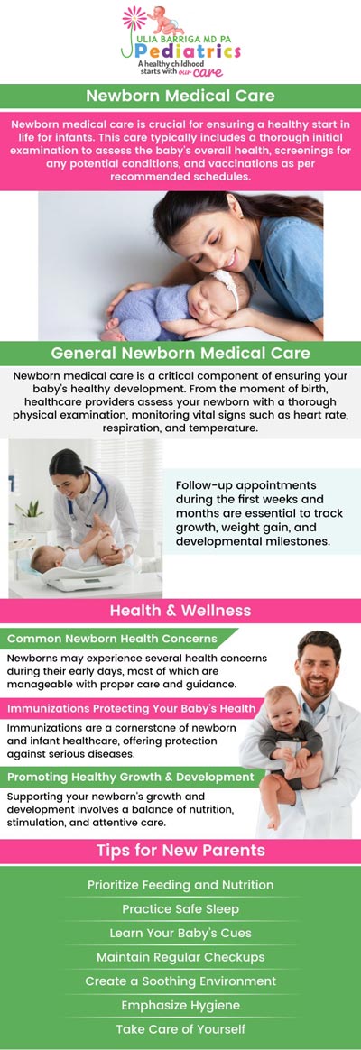 Newborn health and development are vital during the early weeks of life. Proper nutrition, regular pediatric check-ups, and a nurturing environment are essential for healthy growth. Monitoring your baby's weight gain, sleep patterns, and developmental milestones helps ensure they are thriving. For early medical care that promotes overall well-being, visit Dr. Julia Barriga, MD. For more information, please contact us or request an appointment online. We are conveniently located at 5001 East Busch Blvd Tampa, FL 33617.