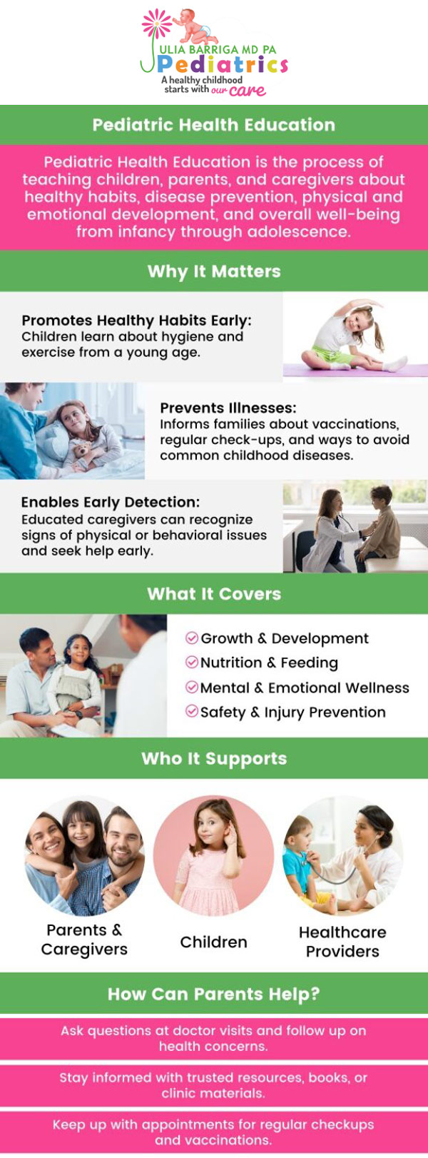 Child health education and counseling are critical components in emphasizing the importance of good health throughout childhood and later economic and developmental results like education, learning, and health. Julia Barriga M.D. P.A. offers children health education and counseling such as nutritional habits, medication, exercise, and more in Tampa, FL. For more information, contact us or book an appointment online. We are conveniently located at 5001 East Busch Blvd Tampa, FL 33617. Child health education and counseling are critical components in emphasizing the importance of good health throughout childhood and later economic and developmental results like education, learning, and health. Julia Barriga M.D. P.A. offers children health education and counseling such as nutritional habits, medication, exercise, and more in Tampa, FL. For more information, contact us or book an appointment online. We are conveniently located at 5001 East Busch Blvd Tampa, FL 33617.